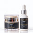 A skincare set featuring a clear jar of IKNOW R4 Night-time hydrating cream with a black label and silver lid, next to a white dropper bottle of IKNOW Cellular Retreat with a black label and silver dropper cap, on a white background.
